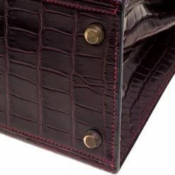 Hermes Dark Marron Crocodile Gold Hardware Kelly Sellier 28 Bag For Women -Deals Hermes Store luxury women hermes used handbags p98264 012