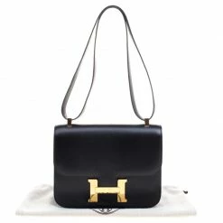 Hermes Black Box Calf Leather Gold Hardware Constance 23 Bag For Women -Deals Hermes Store luxury women hermes used handbags p99039 010