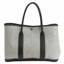 Hermes Bi Color Canvas/Leather Garden Party PM Bag For Women