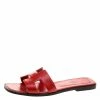 Hermes Orange Patent Leather Oran Sandals Size 40 For Women -Deals Hermes Store luxury women hermes used shoes p113512 001