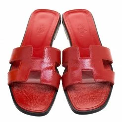 Hermes Orange Patent Leather Oran Sandals Size 40 For Women -Deals Hermes Store luxury women hermes used shoes p113512 003