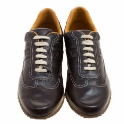Hermes Dark Brown Leather Lace Up Sneakers Size 36.5 For Women -Deals Hermes Store luxury women hermes used shoes p117832 003