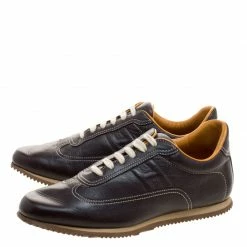 Hermes Dark Brown Leather Lace Up Sneakers Size 36.5 For Women -Deals Hermes Store luxury women hermes used shoes p117832 004