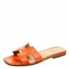 Hermes Orange Lizard Leather Oran Box Sandals Size 38 For Women 2 Hermes Orange Lizard Leather Oran Box Sandals Size 38 For Women -Deals Hermes Store luxury women hermes used shoes p119332 001