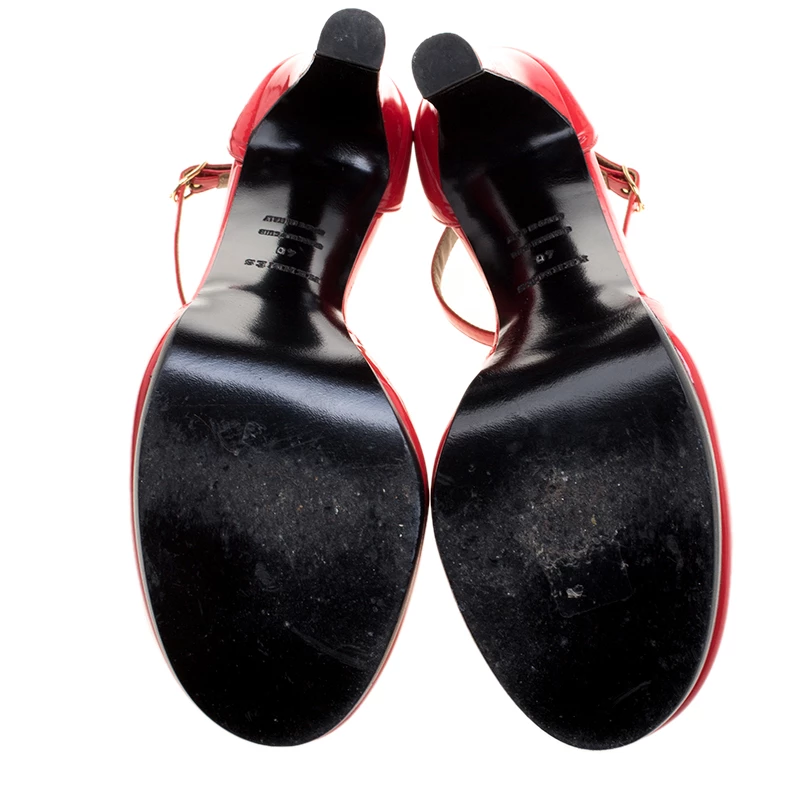 Hermes Red Patent Leather Ankle Strap Platform Sandals Size 40 For Women 8 Hermes Red Patent Leather Ankle Strap Platform Sandals Size 40 For Women - Image 6