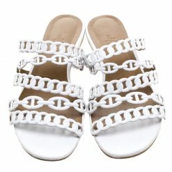 Hermes White Leather Nude Sandals Size 38 For Women -Deals Hermes Store luxury women hermes used shoes p121366 003