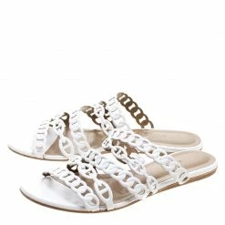 Hermes White Leather Nude Sandals Size 38 For Women -Deals Hermes Store luxury women hermes used shoes p121366 004