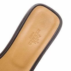 Hermes Dark Brown Leather Oran Box Sandals Size 38 For Women -Deals Hermes Store luxury women hermes used shoes p125925 007