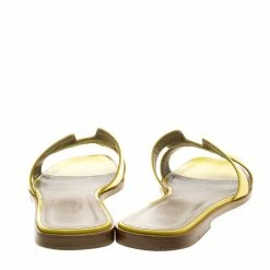 Hermes Yellow Patent Oran Box Sandals Size 38.5 For Women -Deals Hermes Store luxury women hermes used shoes p130685 005