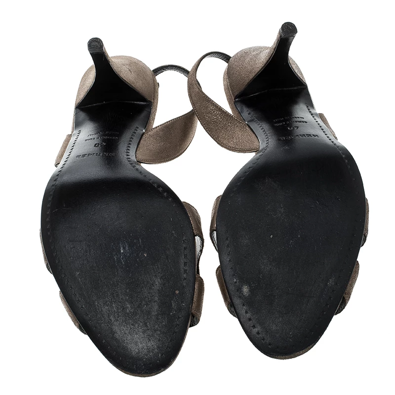 Hermes Metallic Bronze Suede Night Slingback Sandals Size 40 For Women 8 Hermes Metallic Bronze Suede Night Slingback Sandals Size 40 For Women - Image 6