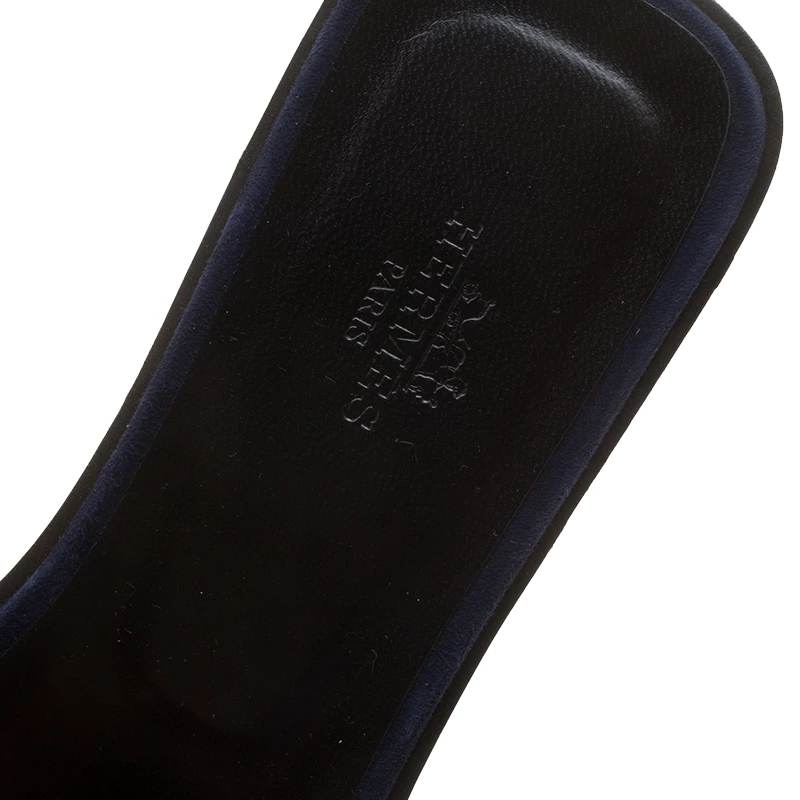 Hermes Blue Crystal Embellished Leather Oran Sandals Size 38 For Women 9 Hermes Blue Crystal Embellished Leather Oran Sandals Size 38 For Women - Image 7