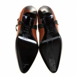 Hermes Brown/Black Leather Cross Strap Pointed Toe Ankle Boots Size 37.5 For Women -Deals Hermes Store luxury women hermes used shoes p146772 0006