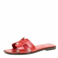 Hermes Red Patent Leather Oran Box Sandals Size 36 For Women