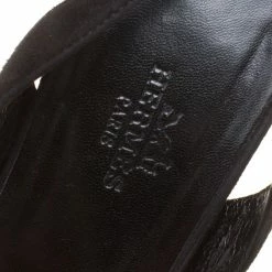 Hermes Blue/Black Velvet And Suede Night Slingback Sandals Size 36.5 For Women -Deals Hermes Store luxury women hermes used shoes p157030 0007