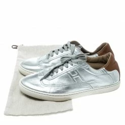 Hermes Metallic Silver Leather Quicker Sneakers Size 40 For Women 17 Hermes Metallic Silver Leather Quicker Sneakers Size 40 For Women -Deals Hermes Store luxury women hermes used shoes p158000 0008