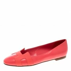 Hermes Sorbet Leather Nice Ballet Flats Size 38.5 For Women
