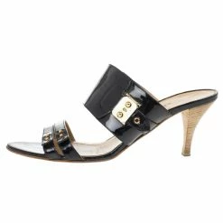 Hermes Black Patent Mules Size 38.5 For Women -Deals Hermes Store luxury women hermes used shoes p16906 002