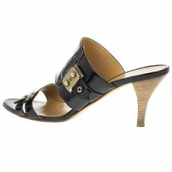 Hermes Black Patent Mules Size 38.5 For Women -Deals Hermes Store luxury women hermes used shoes p16906 003