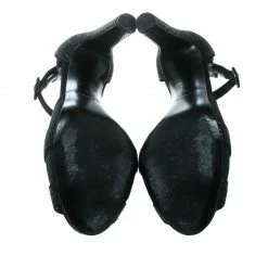 Hermes Black Embellished Satin Krystal Ankle Strap Sandals Size 39 For Women -Deals Hermes Store luxury women hermes used shoes p171317 001