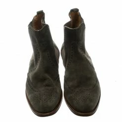 Hermes Grey Suede Leather Brighton Low Ankle Boots Size Size 38 For Women -Deals Hermes Store luxury women hermes used shoes p178775 006