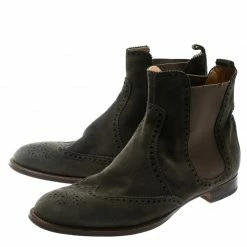 Hermes Grey Suede Leather Brighton Low Ankle Boots Size Size 38 For Women -Deals Hermes Store luxury women hermes used shoes p178775 007