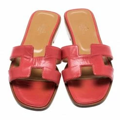 Hermes Red Leather Oran Box Sandals Size 36 For Women -Deals Hermes Store luxury women hermes used shoes p187362 006
