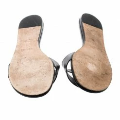 Hermes Black Leather Lisboa Flat Slides Size 38 For Women -Deals Hermes Store luxury women hermes used shoes p195769 001