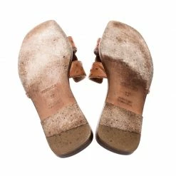 Hermes Brown Ostrich Leather Oran Sandals Size 37 For Women -Deals Hermes Store luxury women hermes used shoes p195772 001