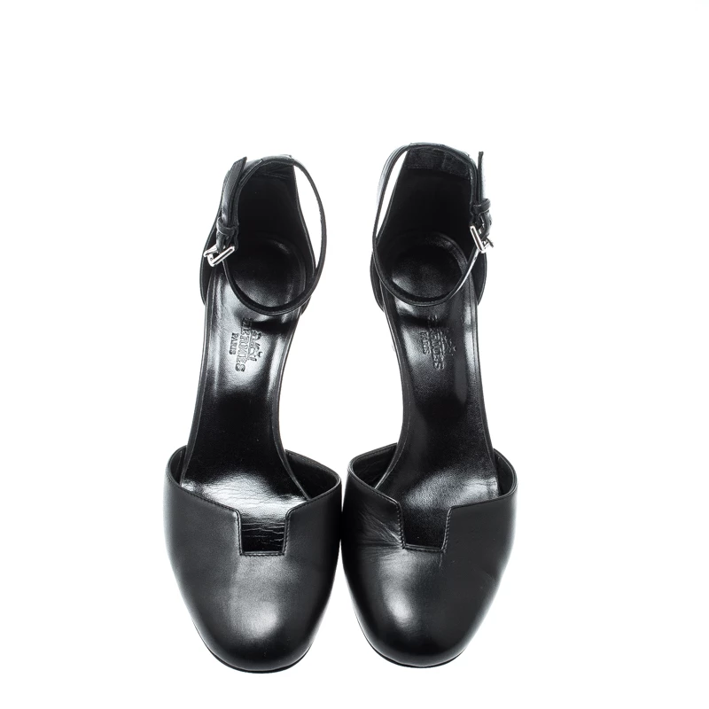 Hermes Black Leather Lady 70 Ankle Strap Sandals Size 38 For Women 5 Hermes Black Leather Lady 70 Ankle Strap Sandals Size 38 For Women - Image 3