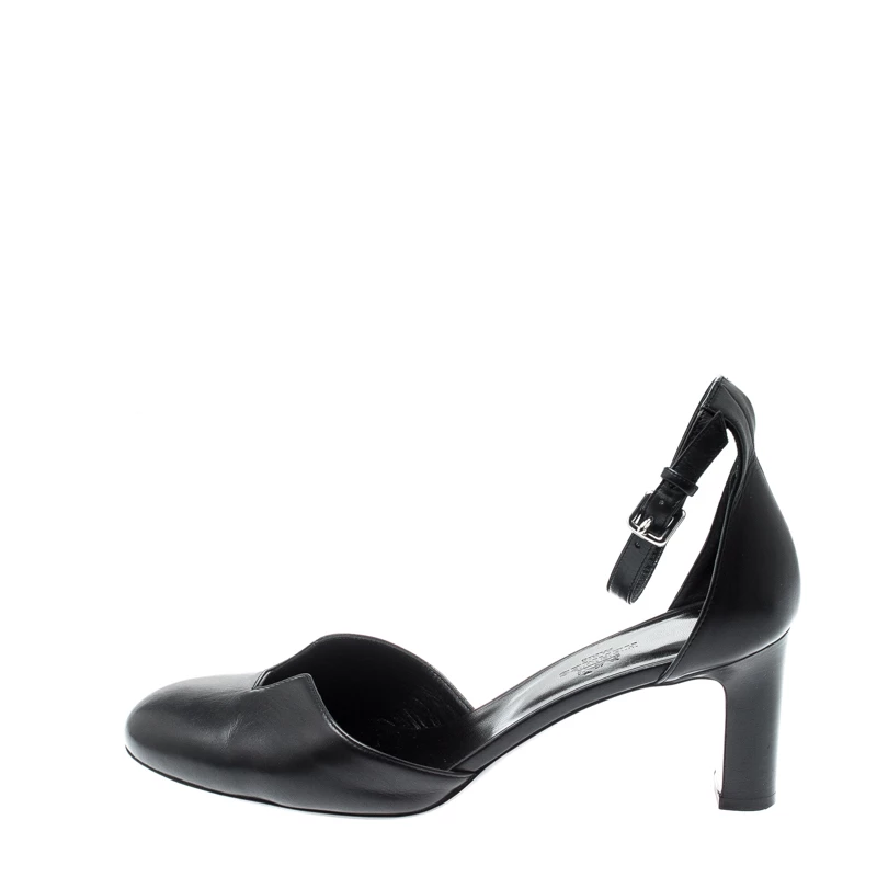 Hermes Black Leather Lady 70 Ankle Strap Sandals Size 38 For Women 4 Hermes Black Leather Lady 70 Ankle Strap Sandals Size 38 For Women - Image 2