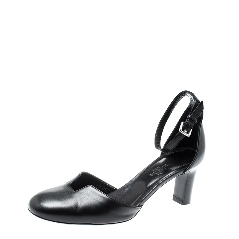 Hermes Black Leather Lady 70 Ankle Strap Sandals Size 38 For Women 3 Hermes Black Leather Lady 70 Ankle Strap Sandals Size 38 For Women