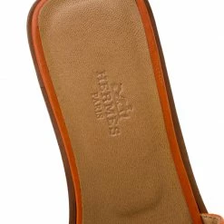 Hermes Orange Leather Oran Flat Slides Size 35.5 For Women -Deals Hermes Store luxury women hermes used shoes p207976 005