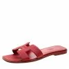 Hermes Red Leather Oran Slide Size 35 For Women -Deals Hermes Store luxury women hermes used shoes p210136 003