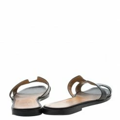 Hermes Black Leather Oran Slip On Slides Size 36.5 For Women -Deals Hermes Store luxury women hermes used shoes p210978 003