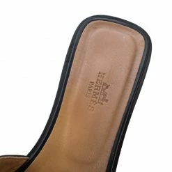 Hermes Black Leather Oran Slip On Slides Size 36.5 For Women -Deals Hermes Store luxury women hermes used shoes p210978 005