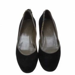 Hermes Black Suede Bow Detail Wedge Pumps Size 39 For Women -Deals Hermes Store luxury women hermes used shoes p211022 004