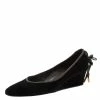 Hermes Black Suede Bow Detail Wedge Pumps Size 39 For Women