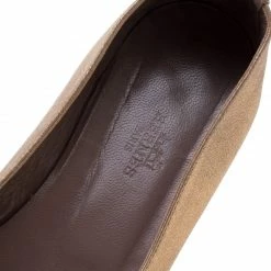 Hermes Metallic Gold Leather Smoking Slippers Size 38.5 For Women -Deals Hermes Store luxury women hermes used shoes p211025 004