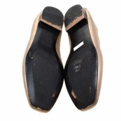 Hermes Metallic Gold Leather Smoking Slippers Size 38.5 For Women -Deals Hermes Store luxury women hermes used shoes p211025 009