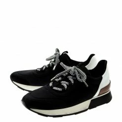 Hermes Monochrome Mesh And Leather Miles Platform Sneakers Size 37 For Women -Deals Hermes Store luxury women hermes used shoes p211773 007