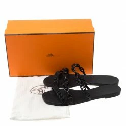 Hermes Black Rubber Nude Slip On Slides Size 37 For Women -Deals Hermes Store luxury women hermes used shoes p217454 008