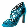 Hermes Blue Suede Strappy Peep Toe Sandals Size 38 For Women -Deals Hermes Store luxury women hermes used shoes p217491 004