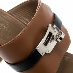 Hermes Tricolor Leather Ovation Slide Sandals Size 38.5 For Women -Deals Hermes Store luxury women hermes used shoes p220379 004