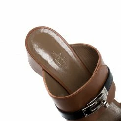 Hermes Tricolor Leather Ovation Slide Sandals Size 38.5 For Women -Deals Hermes Store luxury women hermes used shoes p220379 005