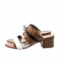 Hermes Tricolor Leather Ovation Slide Sandals Size 38.5 For Women -Deals Hermes Store luxury women hermes used shoes p220379 010