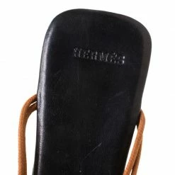 Hermes Black/Brown Medallion Cord Thong Slides Size 37 For Women -Deals Hermes Store luxury women hermes used shoes p222216 002