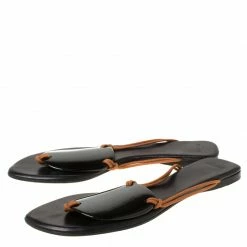 Hermes Black/Brown Medallion Cord Thong Slides Size 37 For Women -Deals Hermes Store luxury women hermes used shoes p222216 007