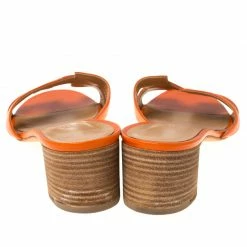 Hermes Orange Leather Oasis Slides Size 40 For Women -Deals Hermes Store luxury women hermes used shoes p223609 005