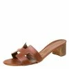 Hermes Brown Leather Oasis Slides Size 40 For Women -Deals Hermes Store luxury women hermes used shoes p224524 007