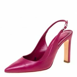 Hermes Pink Leather Slingback Pointed Toe Sandals Size 37 For Women